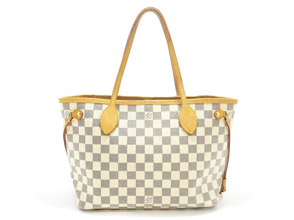 LOUIS VUITTON Neverfull Tote Bag Damier Azur White